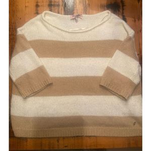 Juicy Couture Women’s Tan and White Stripped Sweater Size M/L